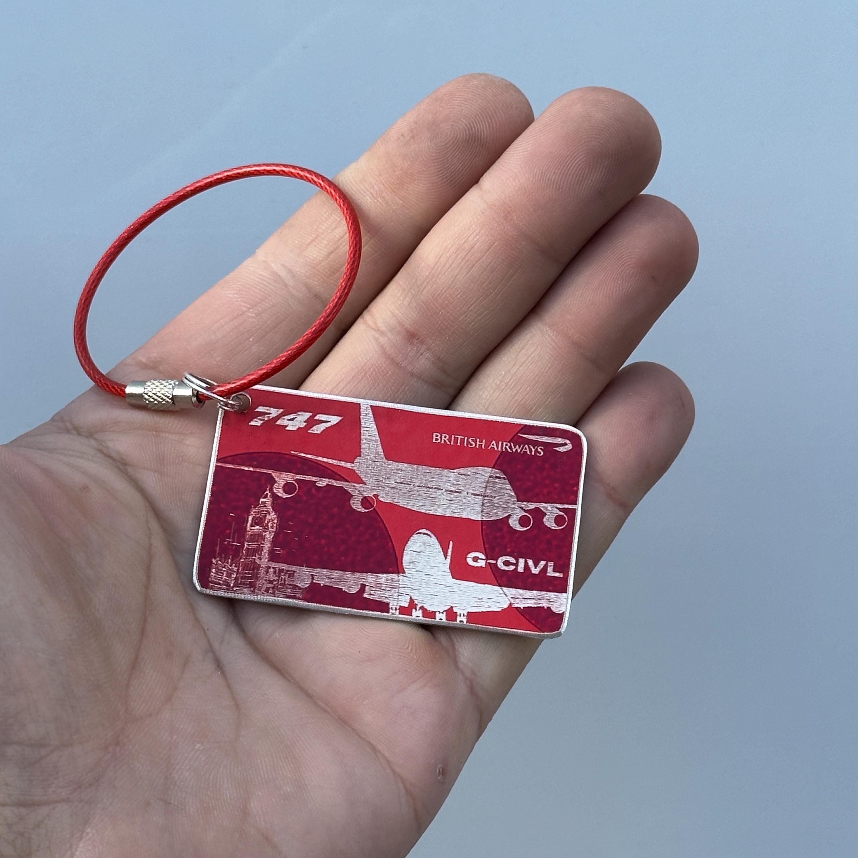 British Airways Boeing 747 G-CIVL Tail Cut Luggage Tag Keychain Keyring concorde Collectible Airbus memorabilia Pilot gift engraved JET