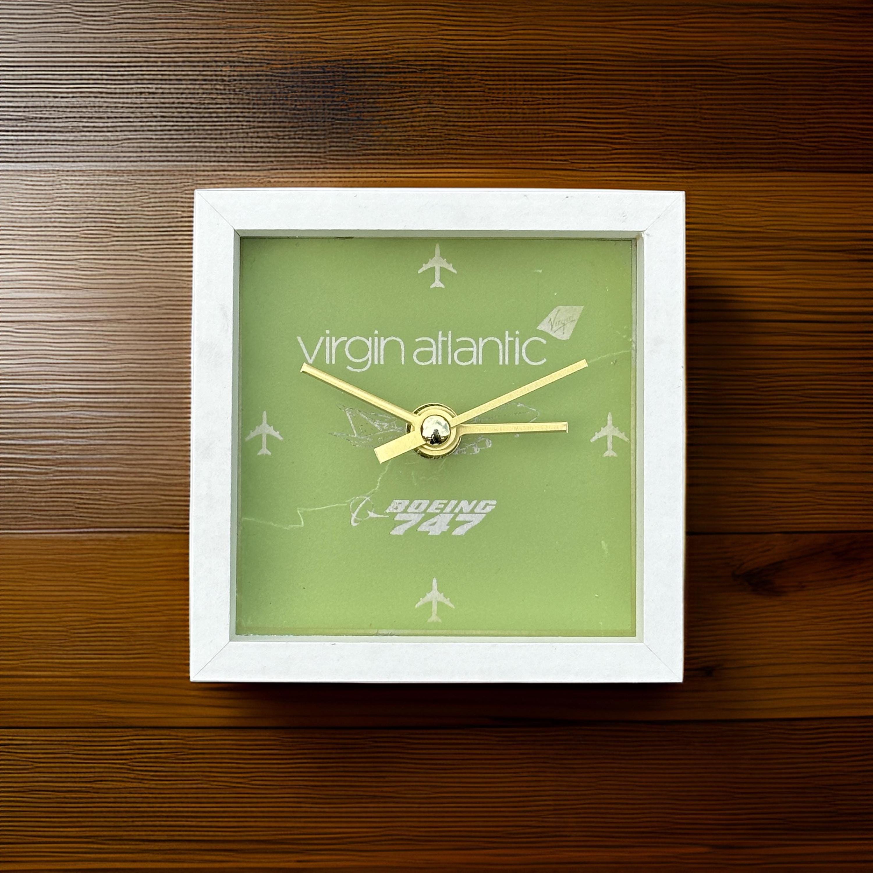 Virgin Atlantic G-VAST Boeing 747 Clock Laser Engraved Fuselage Skin Airline Aviation Upcycle Boeing Gift Plane Aircraft Aviator