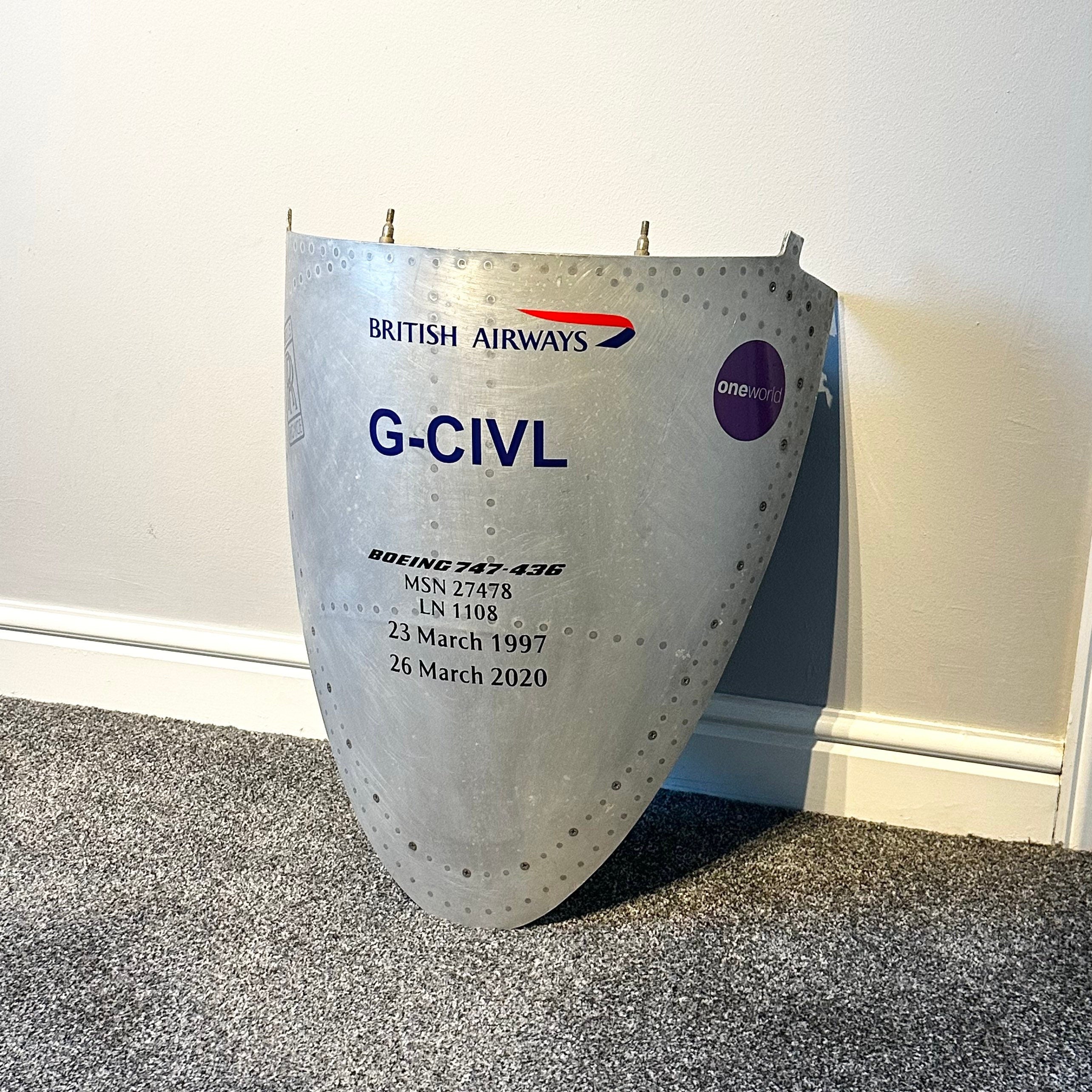 British Airways G-CIVL Boeing 747 Engine Pylon Forward Fairing Airline Aviation Upcycle Boeing Gift Plane Aircraft Aviator