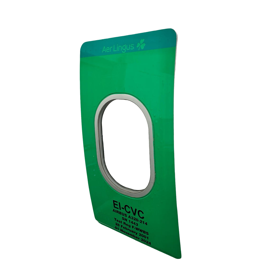 Aer Lingus EI-CVC Airbus A320 Window fuselage Cut Airline Aviation Upcycle Boeing Gift Plane Aircraft Aviator limited edition irish ireland
