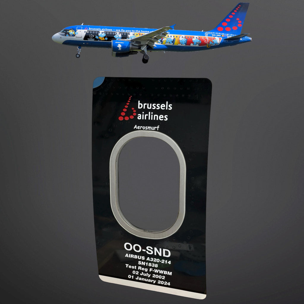 Brussels Airlines OO-SND Airbus A320 Aerosmurf Smurf Window fuselage Airline Aviation Upcycle Boeing Gift Plane  Aviator special livery