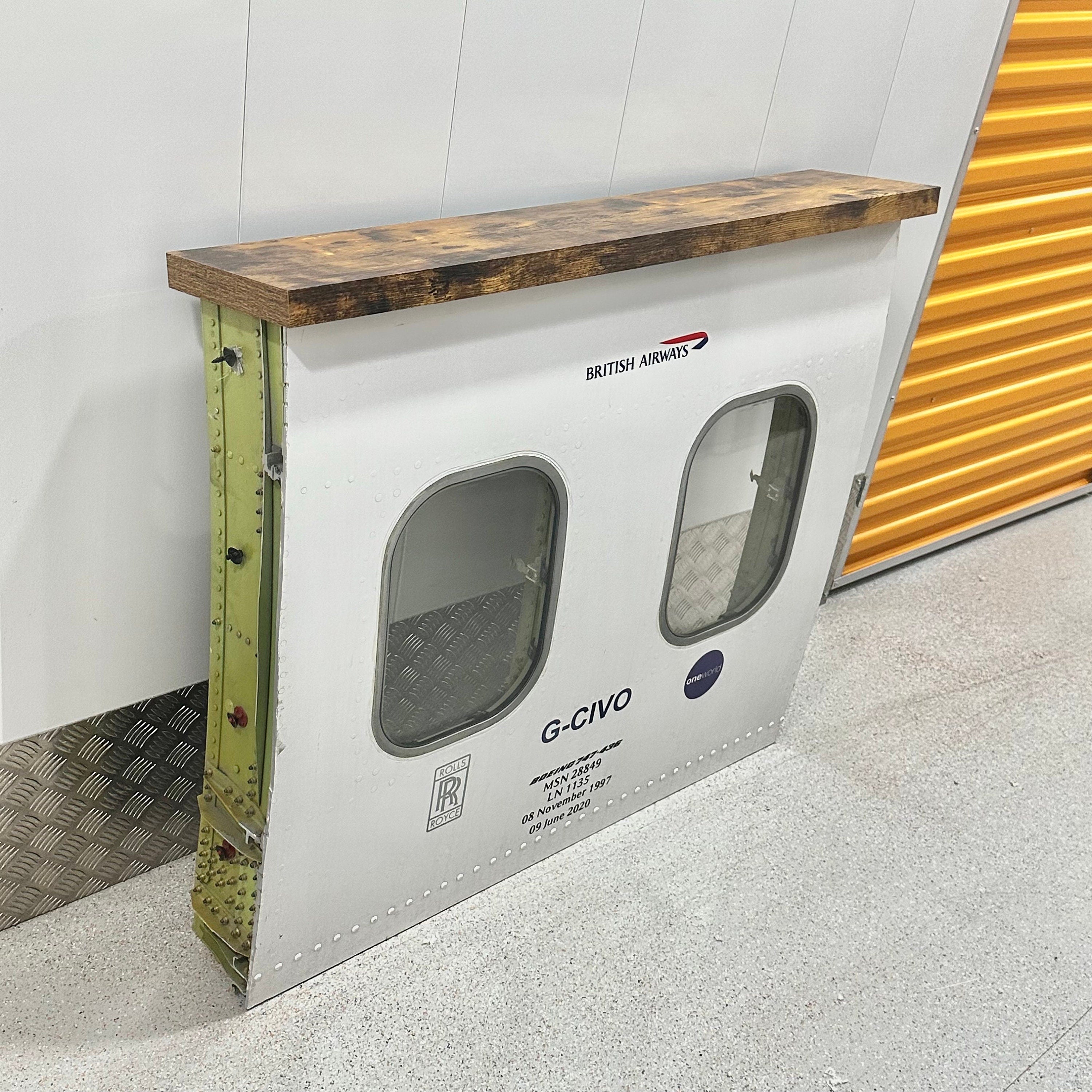 British Airways G-CIVO Boeing 747 Window fuselage Bar Cut Airline Aviation Upcycle Boeing Gift Plane Aircraft Aviator
