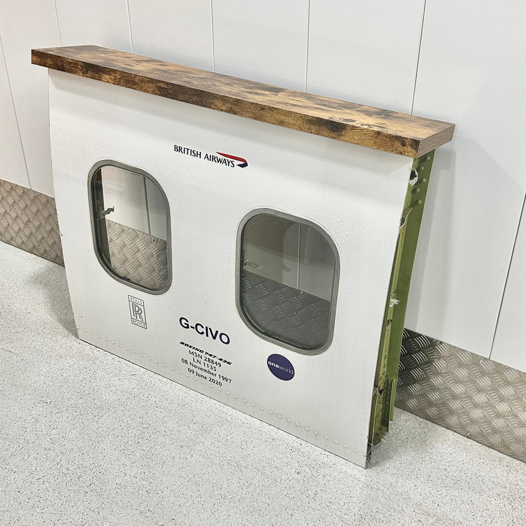 British Airways G-CIVO Boeing 747 Window fuselage Bar Cut Airline Aviation Upcycle Boeing Gift Plane Aircraft Aviator