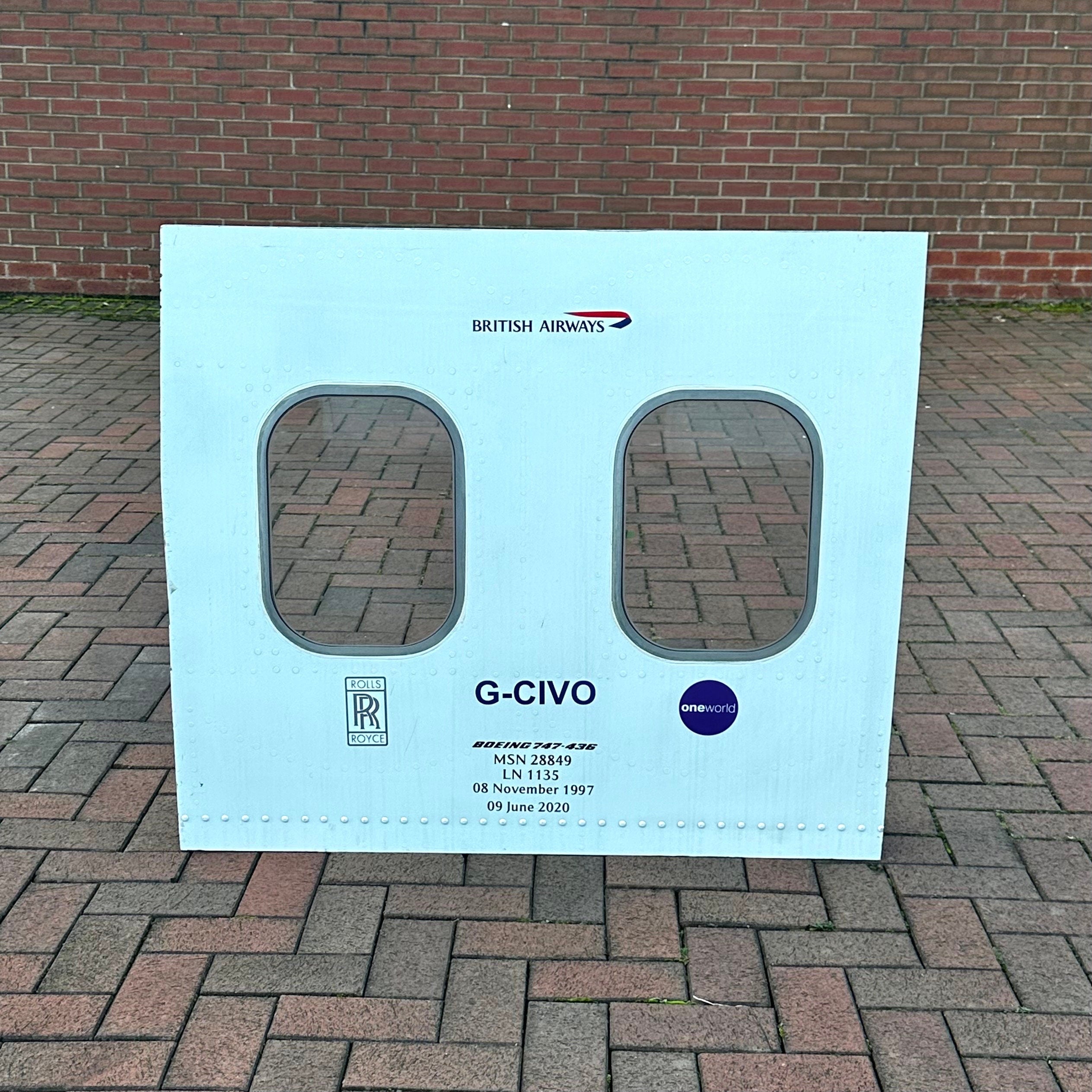 British Airways G-CIVO Boeing 747 Window fuselage Bar Cut Airline Aviation Upcycle Boeing Gift Plane Aircraft Aviator