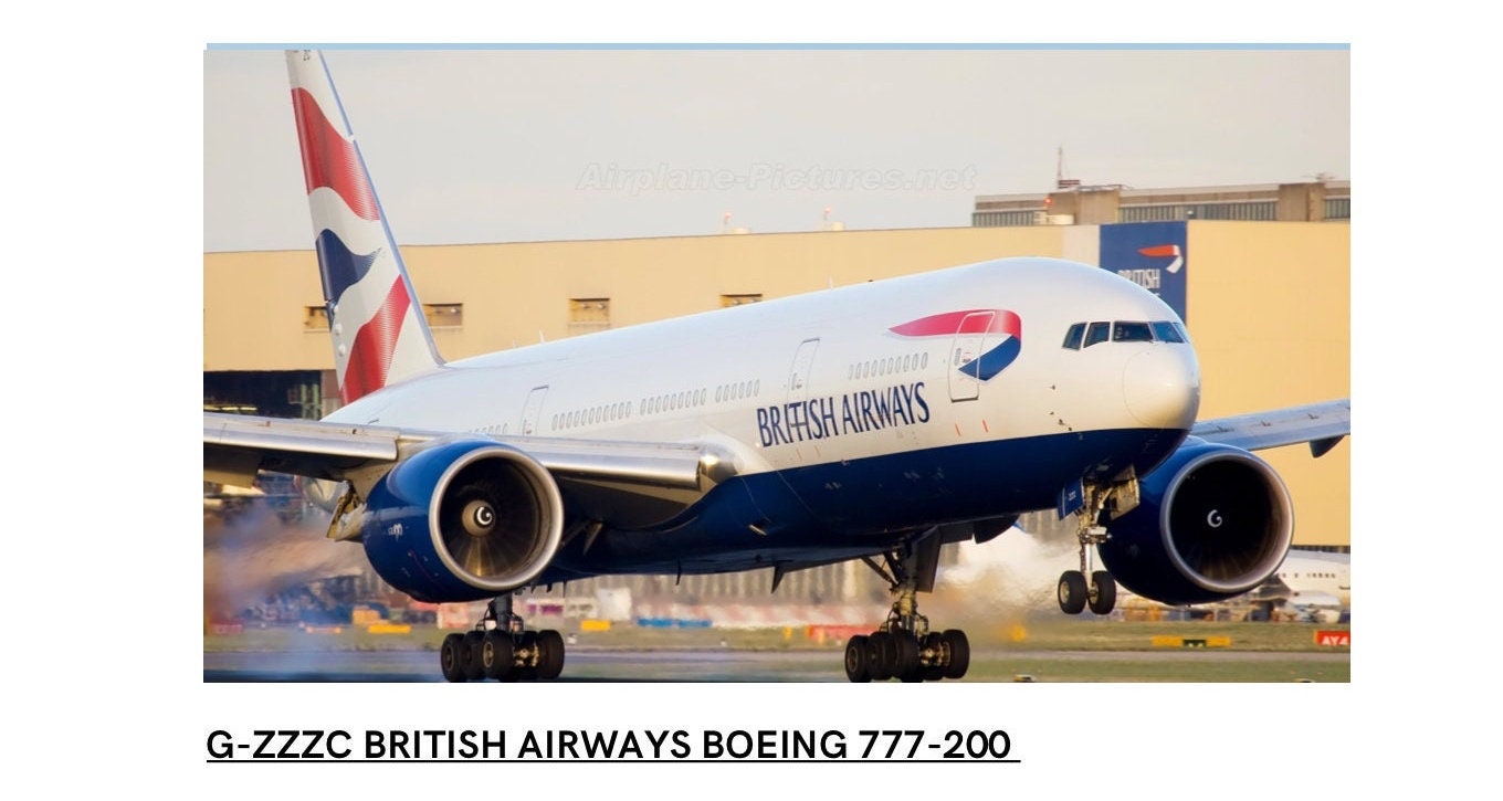 British Airways Boeing 777 G-ZZZA Fuselage Cut Keychain Keyring Plaque  Collectible Airbus memorabilia Pilot gift engraved large