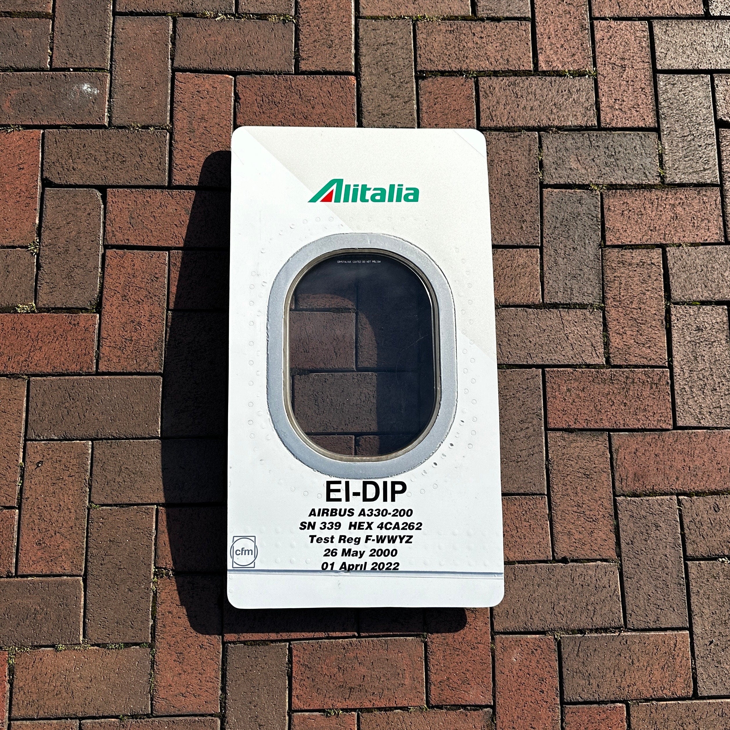 Alitalia Airbus A330 EI-DIP Window fuselage Cut Airline Aviation Upcycle Boeing Gift Plane Aircraft Aviator