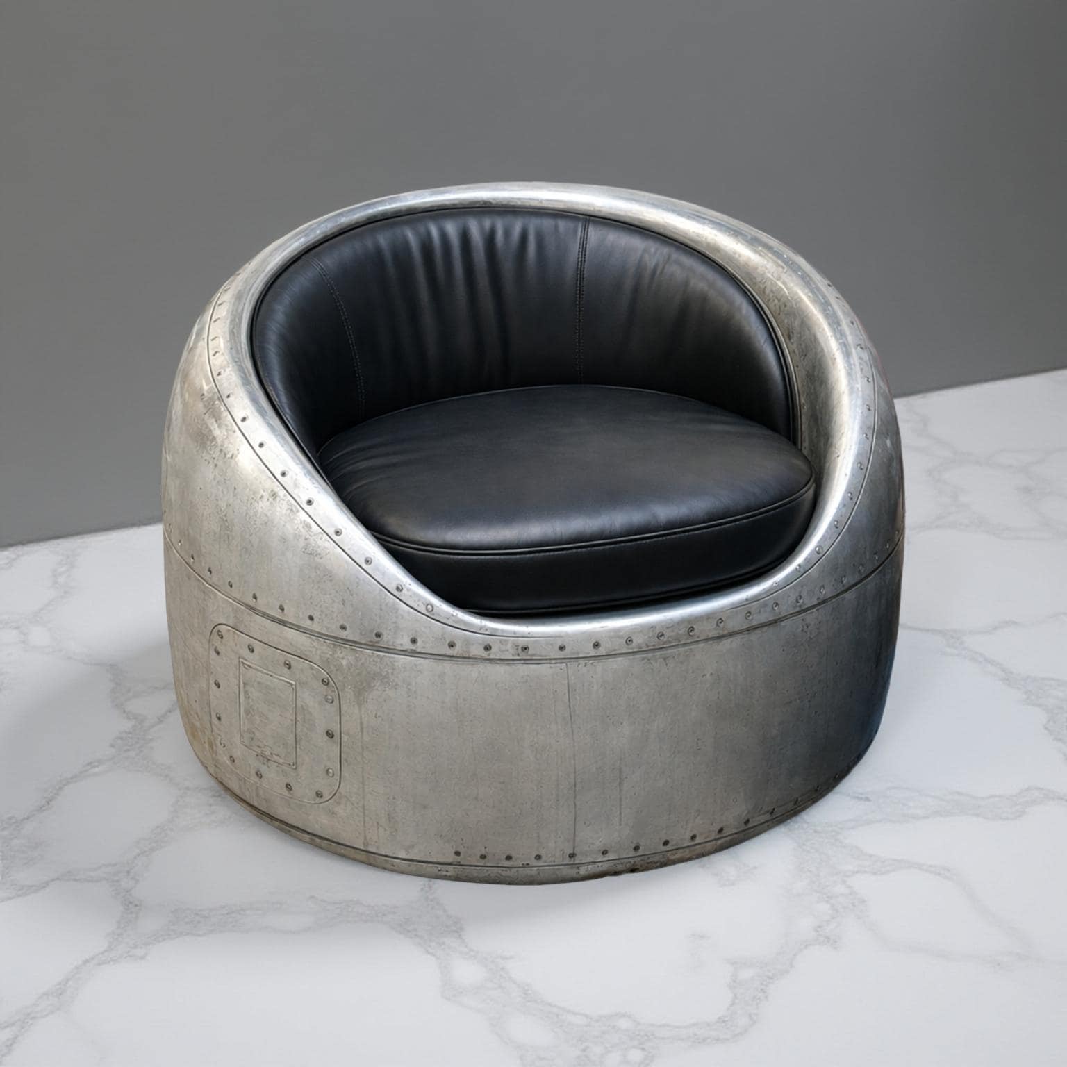 BAe 146 Jet Engine Cowling Lounge Chair Real Leather Upholstery Handmade Rare One of a kind aviation gift furnishing worldwide shipping