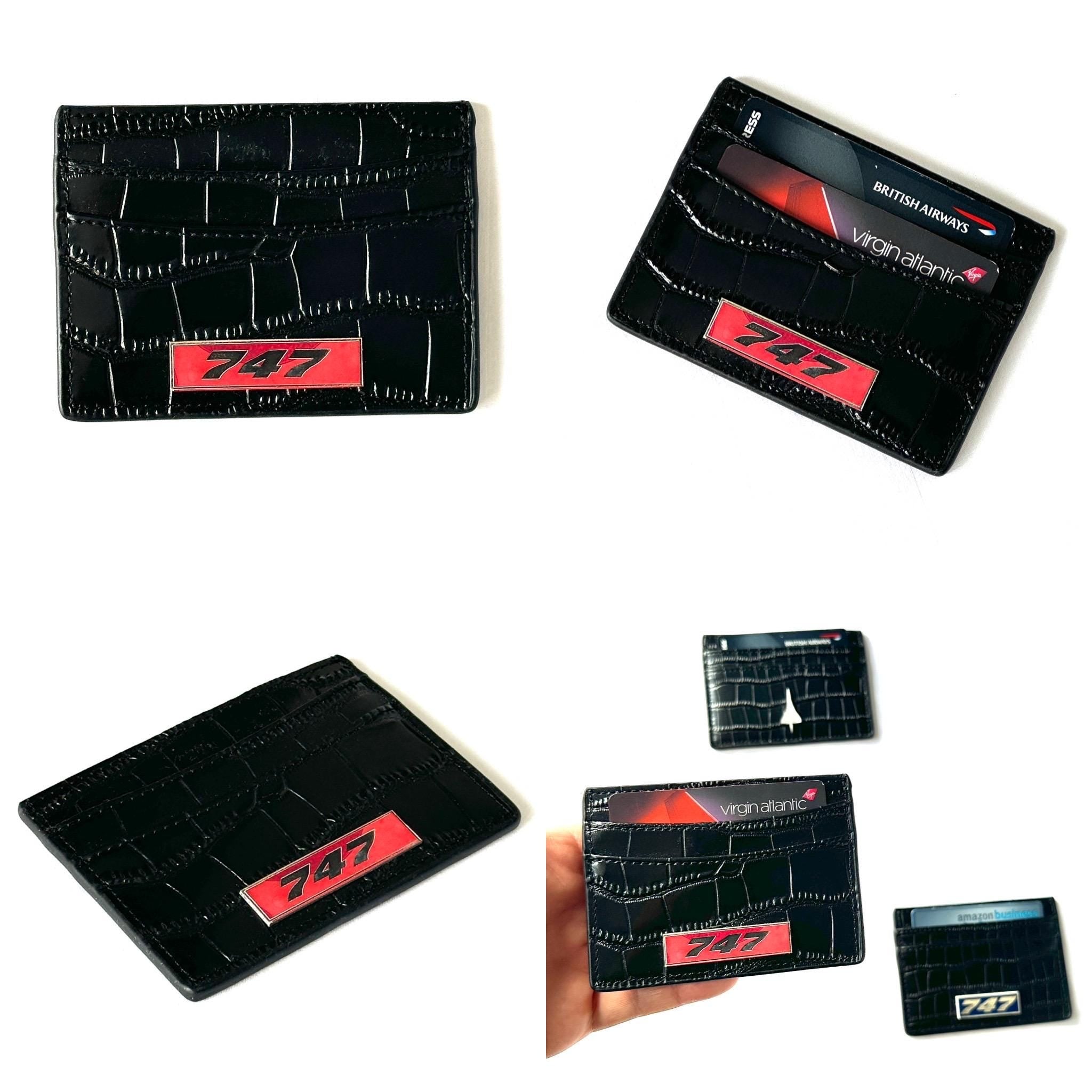 The Boeing 747 Fuselage Card Holder British Airways Upcycled Money Credit Card Gift Genuine Leather Croc Effect Pilot Traveller Pilot Crew