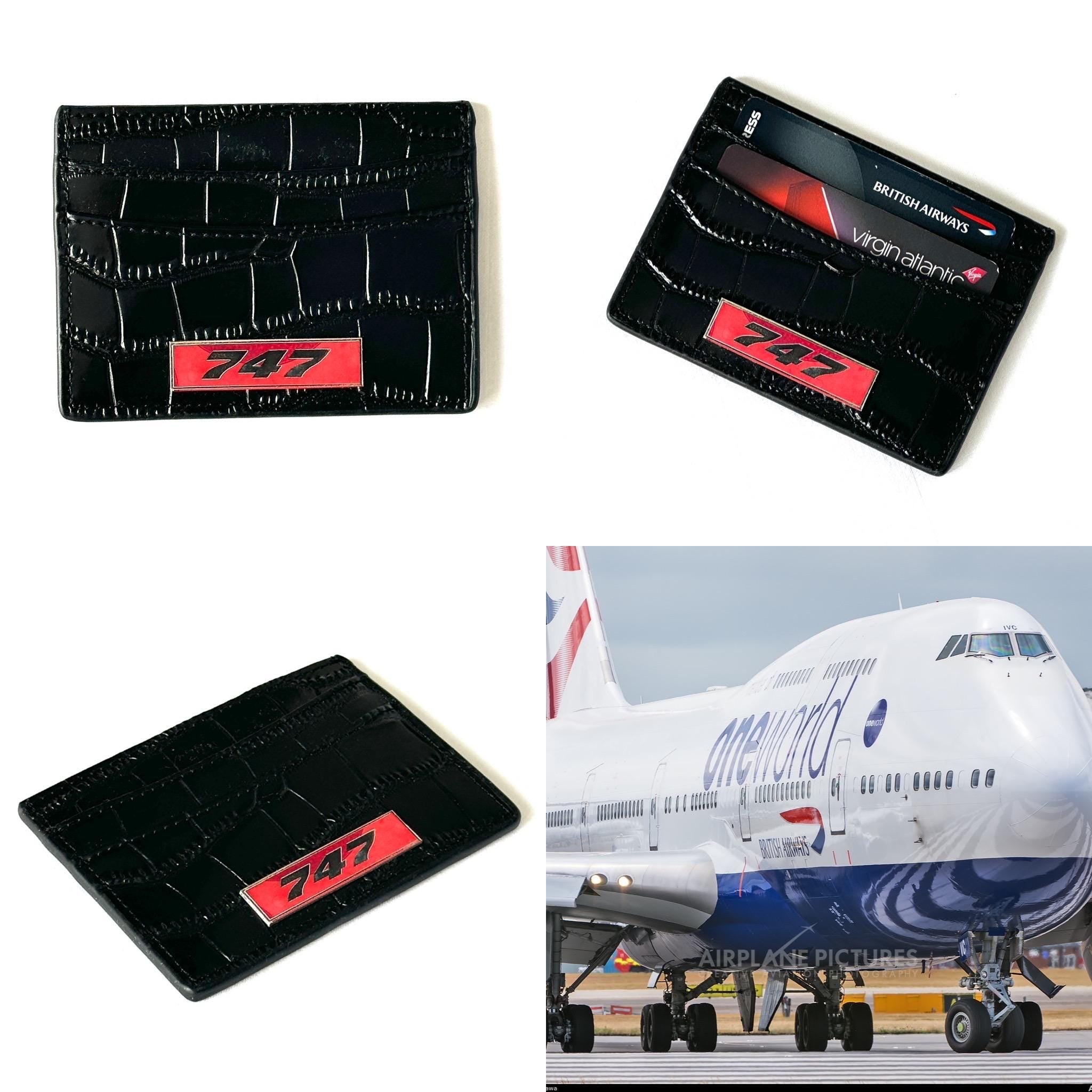 The Boeing 747 Fuselage Card Holder British Airways Upcycled Money Credit Card Gift Genuine Leather Croc Effect Pilot Traveller Pilot Crew