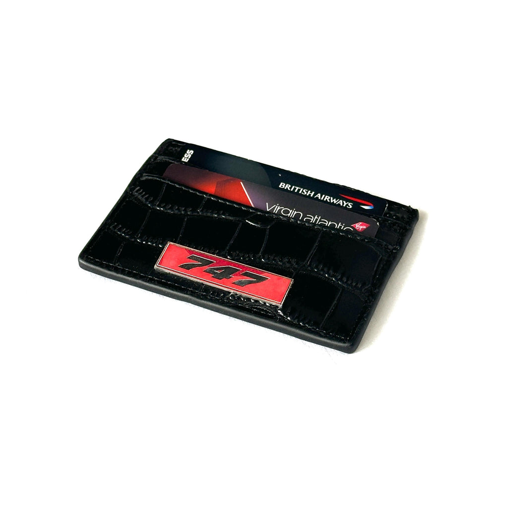 The Boeing 747 Fuselage Card Holder British Airways Upcycled Money Credit Card Gift Genuine Leather Croc Effect Pilot Traveller Pilot Crew