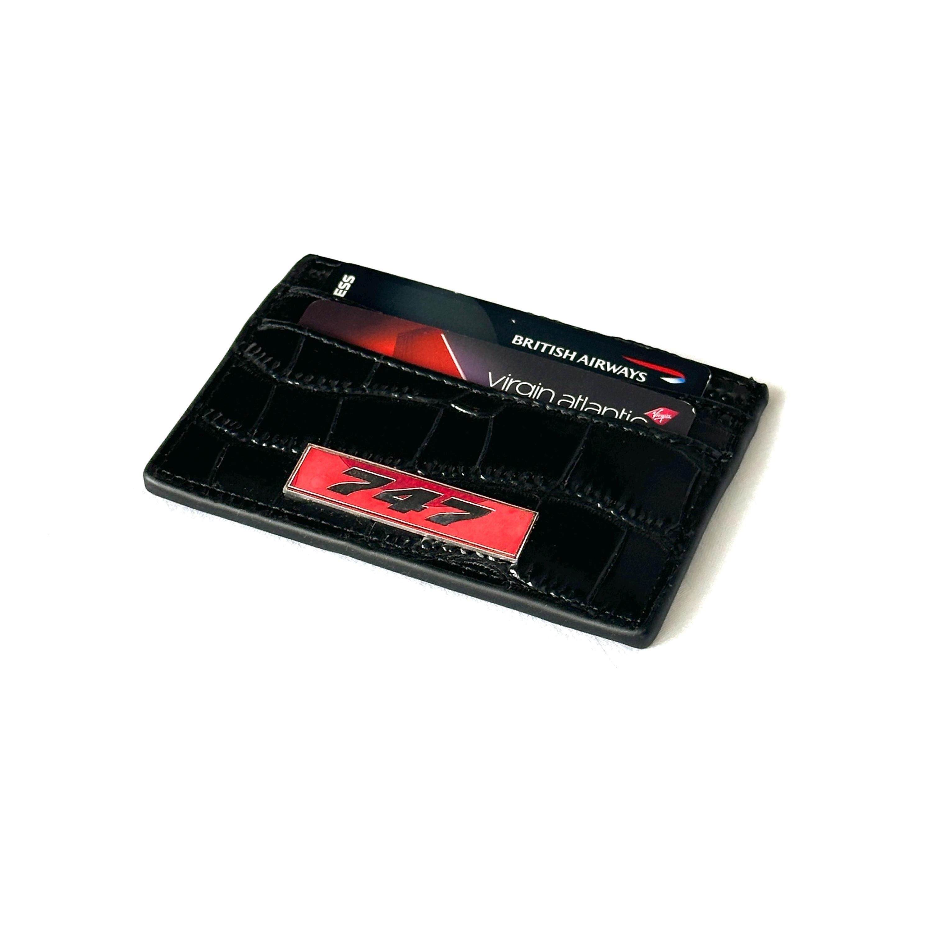 The Boeing 747 Fuselage Card Holder British Airways Upcycled Money Credit Card Gift Genuine Leather Croc Effect Pilot Traveller Pilot Crew