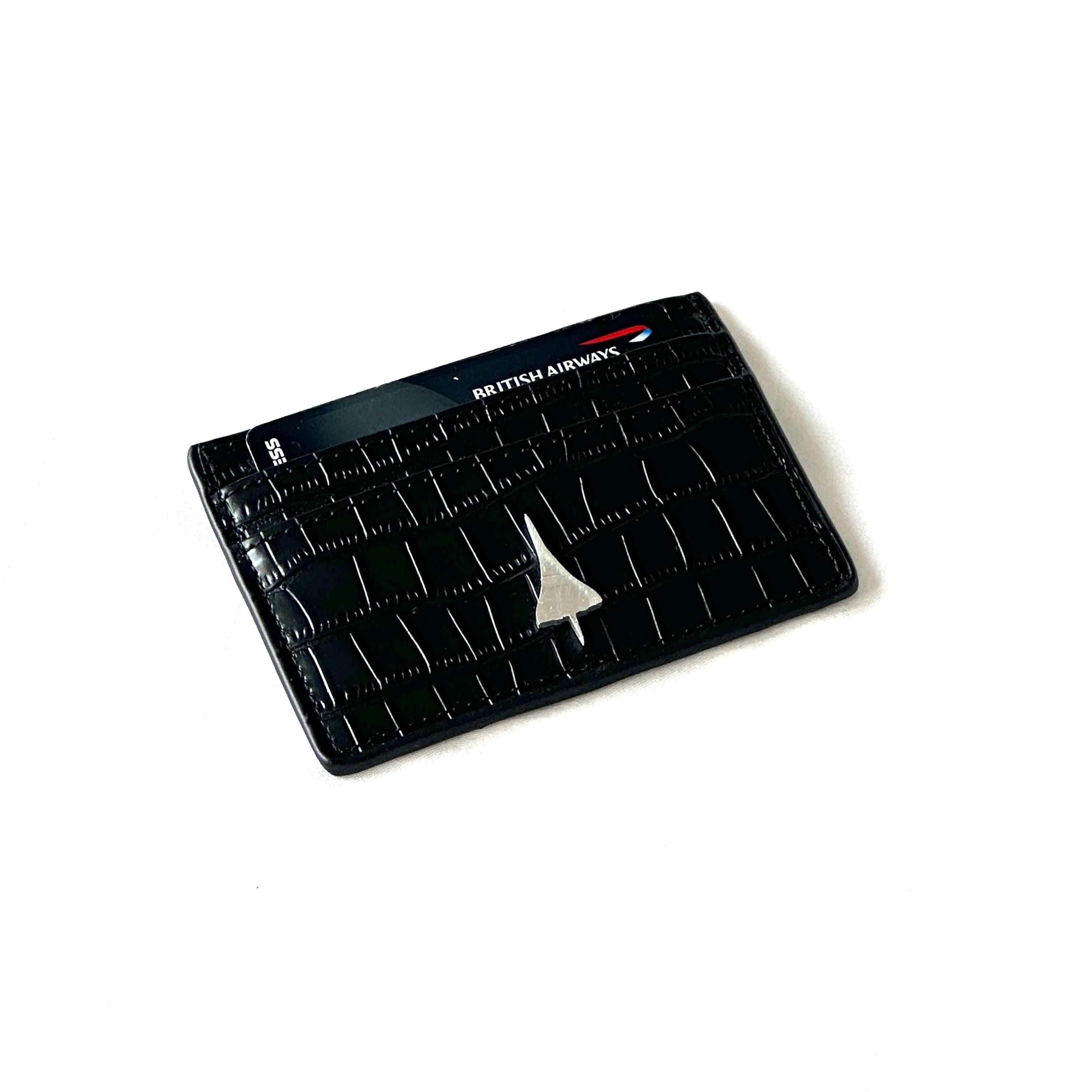 The Concorde Fuselage Card Holder British Airways Upcycled Money Credit Card Gift Genuine Leather Croc Effect Pilot Traveller Pilot Crew A