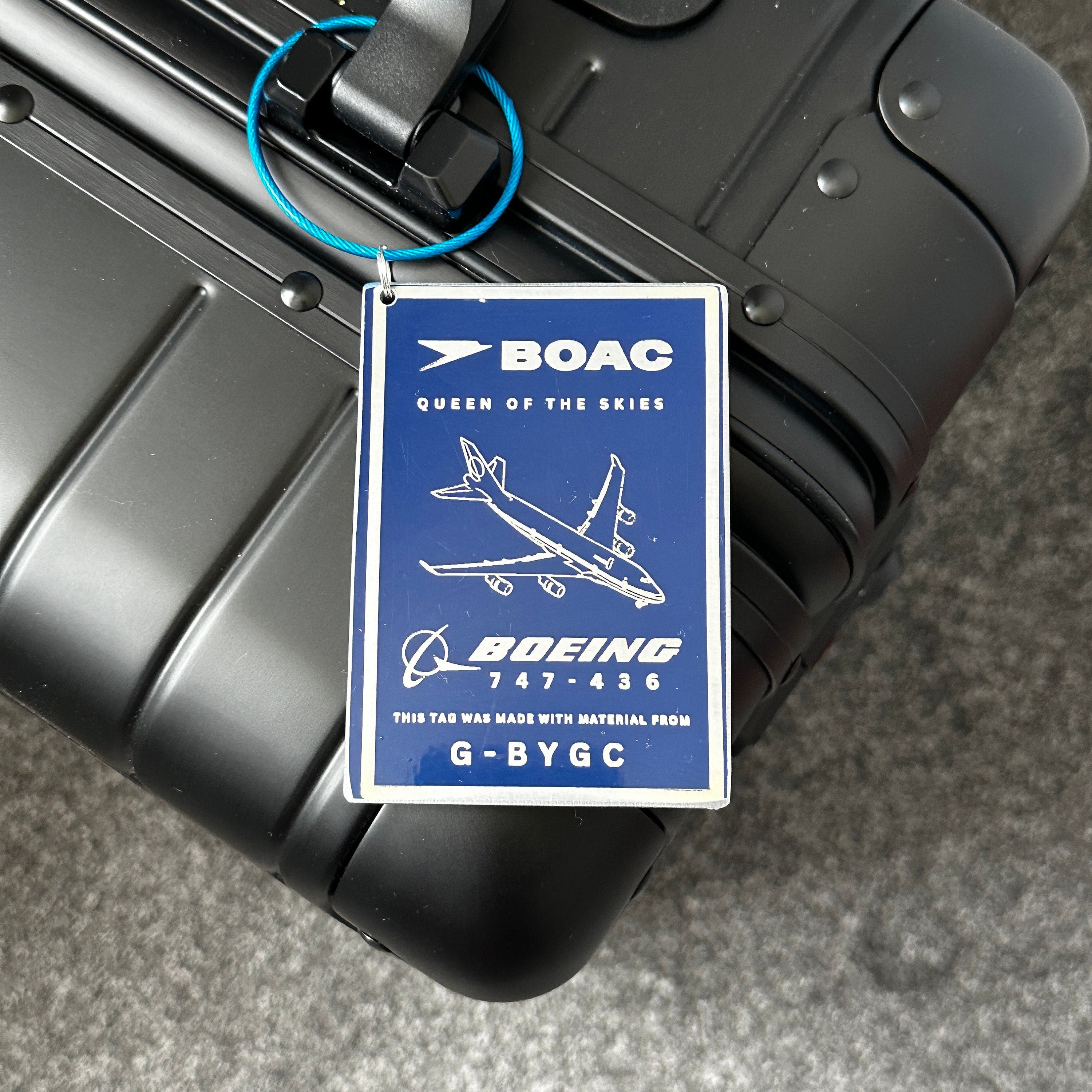 British Airways Boeing 747 G-BYGC Fuselage Cut Luggage Tag Keychain Keyring Plaque  Collectible Airbus memorabilia Pilot gift engraved