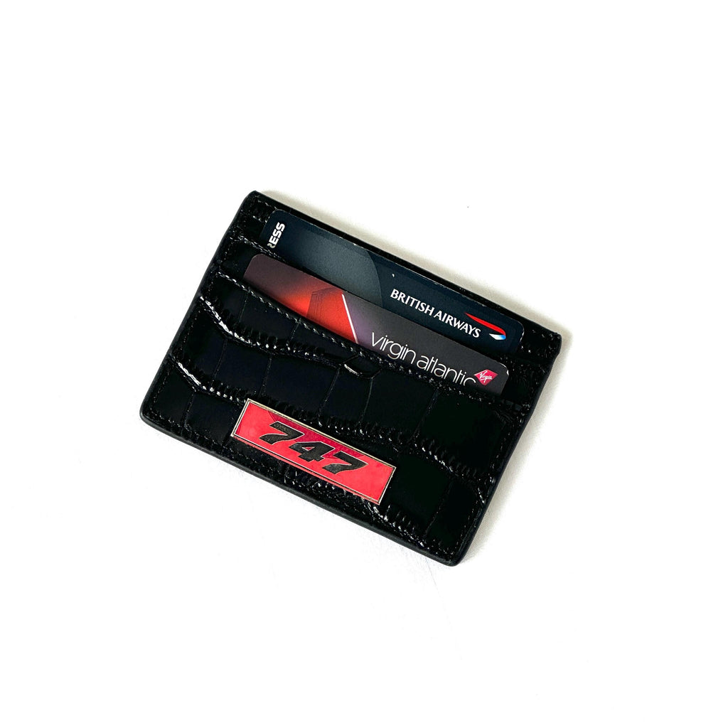 The Boeing 747 Fuselage Card Holder British Airways Upcycled Money Credit Card Gift Genuine Leather Croc Effect Pilot Traveller Pilot Crew