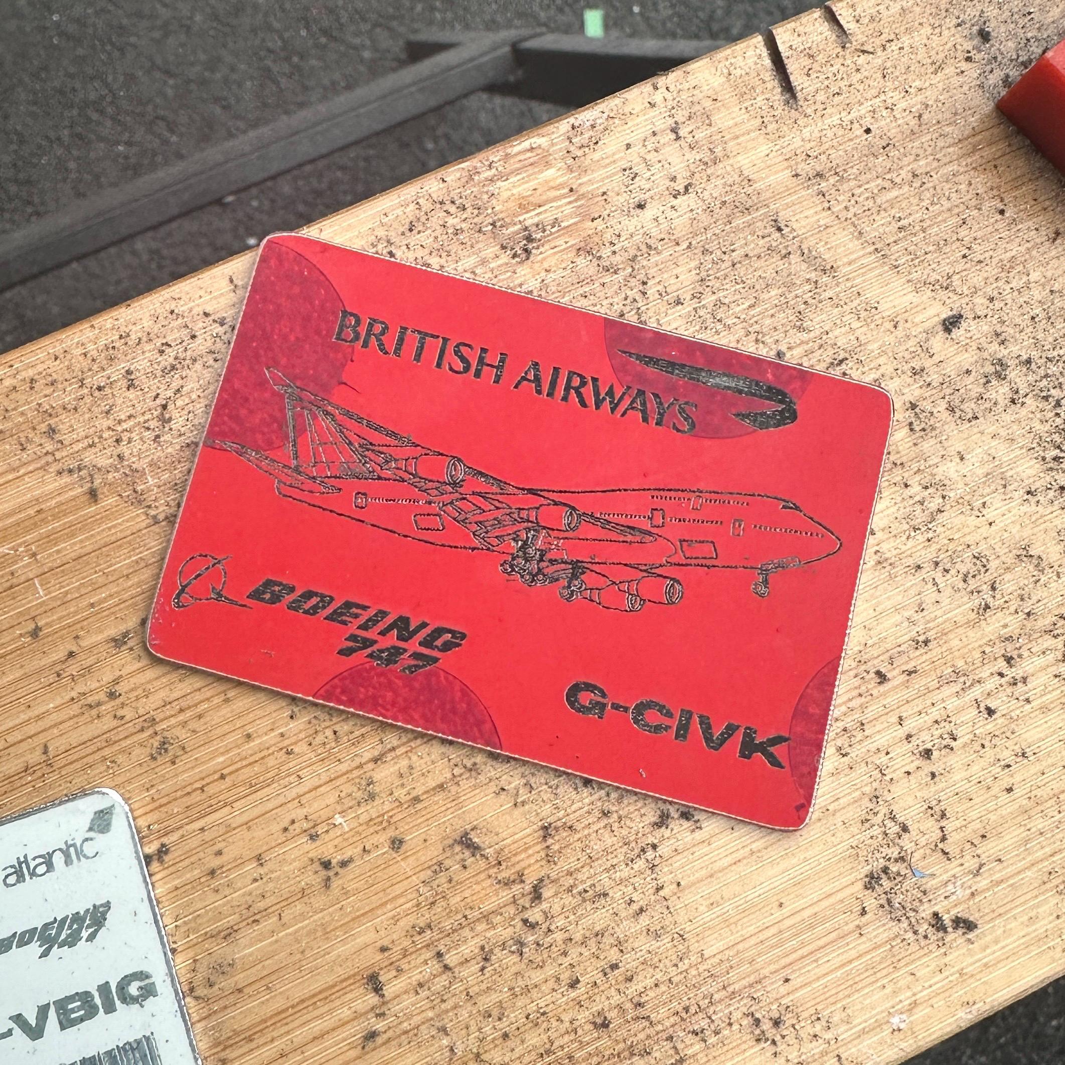British Airways Boeing 747 G-CIVK Tail Cut Credit Card Size Tag Collectible concorde Collectible Airbus memorabilia Pilot gift engraved IFM