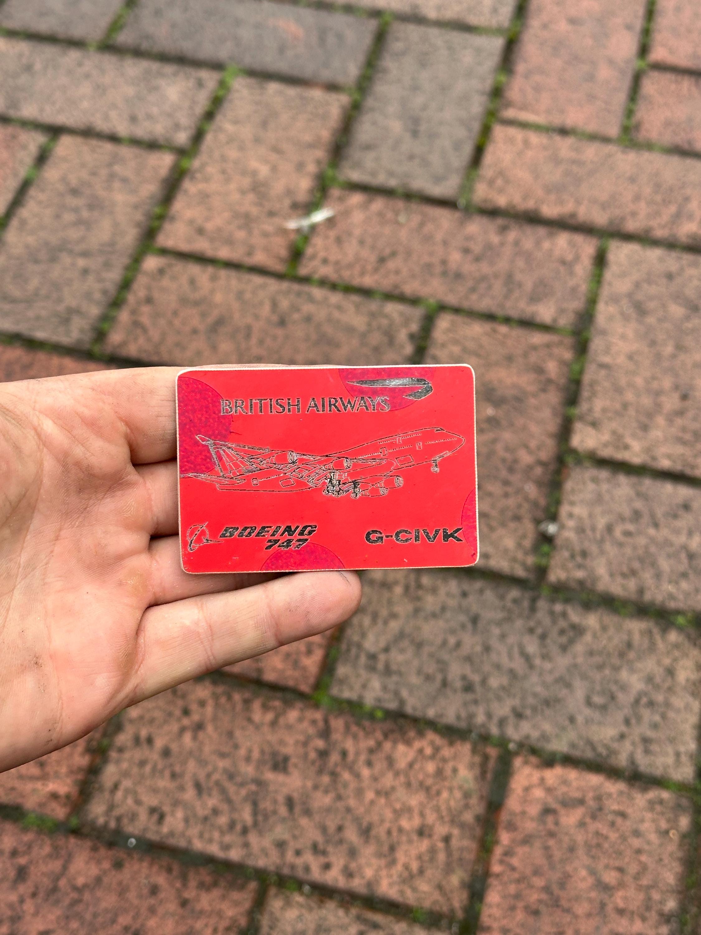 British Airways Boeing 747 G-CIVK Tail Cut Credit Card Size Tag Collectible concorde Collectible Airbus memorabilia Pilot gift engraved IFM