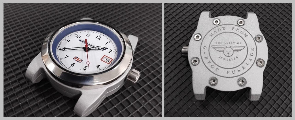 The Made From British Airways BOAC G/BYGC Boeing 747 Upcycled Watch Mechanical Hand Made Aviation Creation Fuselage Skin Retro Livery Iconic