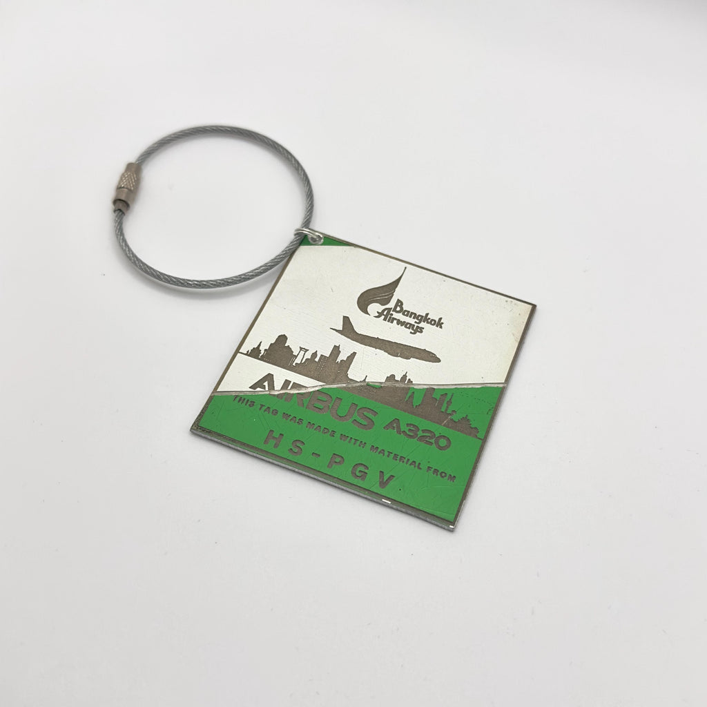 Bangkok Airways Airbus A320 HS-PGV Fuselage Cut Luggage Tag Keychain Keyring Plaque  Collectible Airbus memorabilia Pilot  engraved square