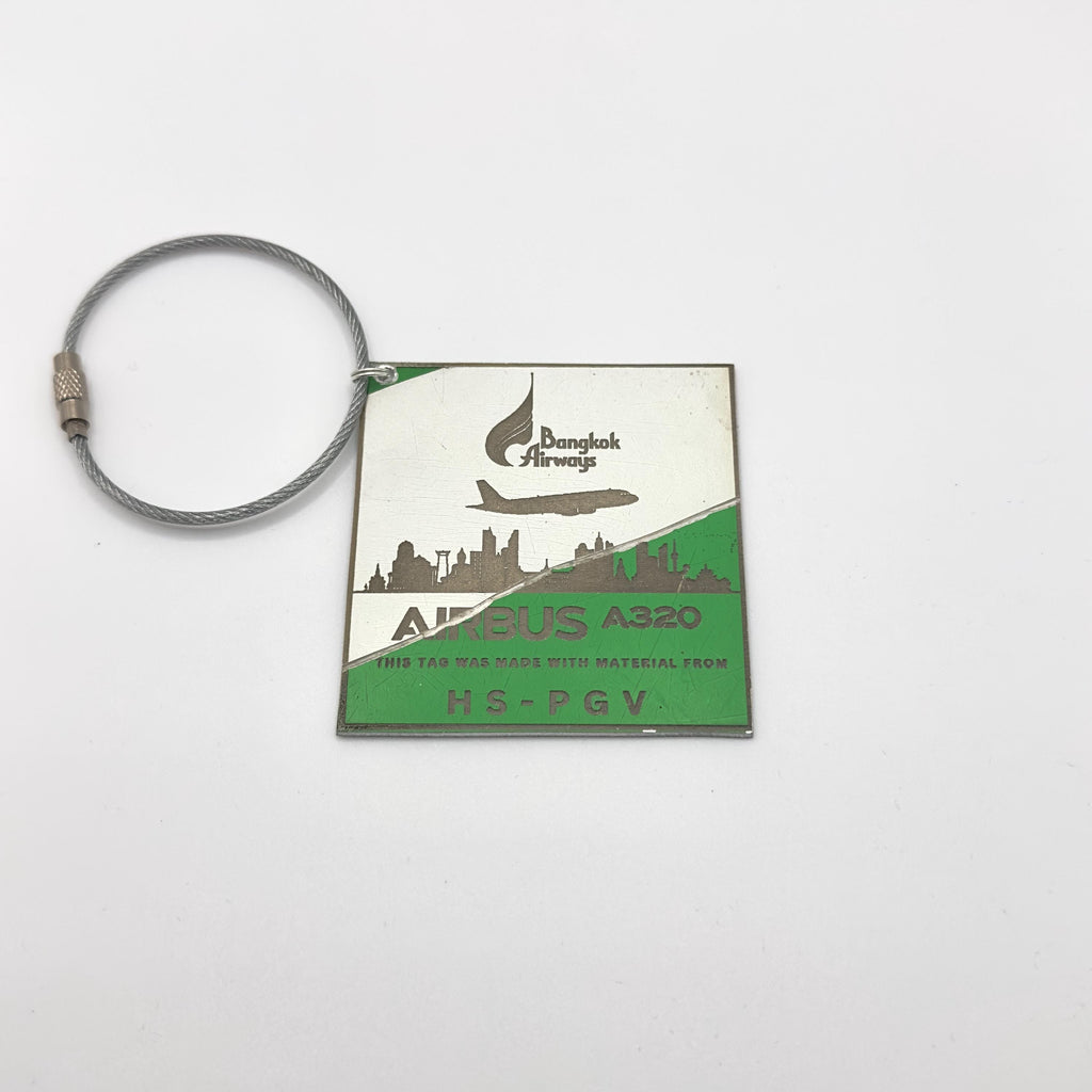 Bangkok Airways Airbus A320 HS-PGV Fuselage Cut Luggage Tag Keychain Keyring Plaque  Collectible Airbus memorabilia Pilot  engraved square