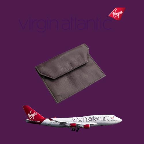 Virgin Atlantic Boeing 747 G-VXLG Leather wallet upcycled xmas seat christmas economy business premium travel document holder passport gift