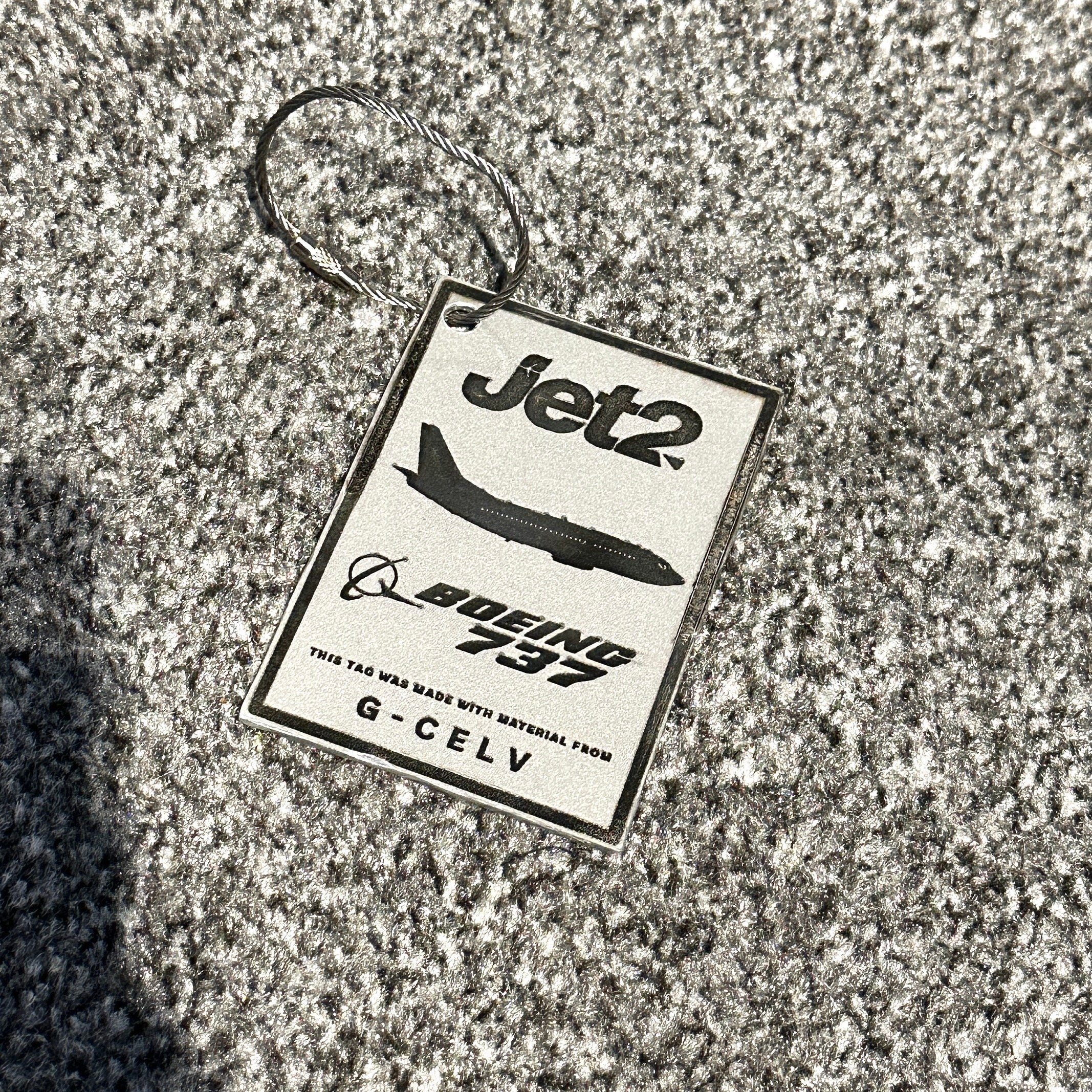 Jet2 Boeing 737 G-CELV Fuselage Cut Luggage Tag Keychain Keyring Plaque  Collectible Airbus memorabilia Pilot gift engraved Laser