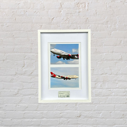 Virgin Atlantic G-VBIG Tinker Belle Boeing 747 Framed Tail Picture fuselage Cut Airline Aviation Upcycle Boeing Gift Plane Aircraft  engrave