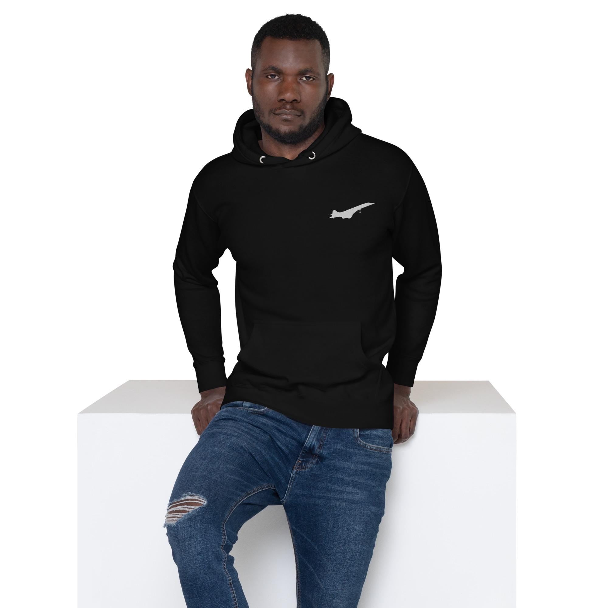 Concorde Embroidered Hoodie - Supersonic Jet Tribute | Aviation Enthusiast Apparel