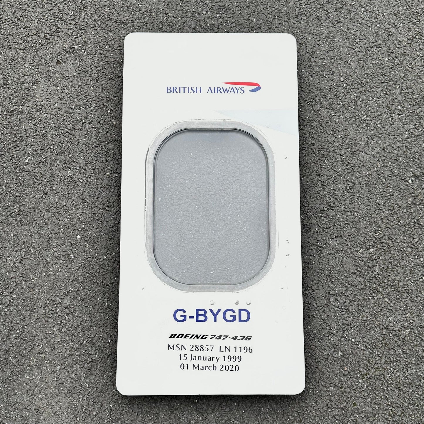 British Airways  G-BYGD Boeing 747 Window fuselage Cut Upper Deck Airline Aviation Upcycle Boeing Gift Plane Aircraft Aviator