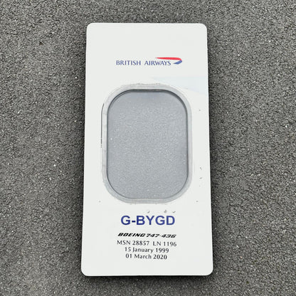 British Airways  G-BYGD Boeing 747 Window fuselage Cut Upper Deck Airline Aviation Upcycle Boeing Gift Plane Aircraft Aviator