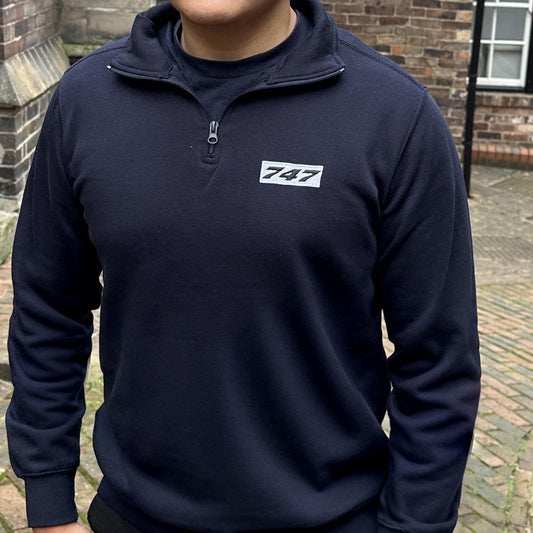 Boeing 747 Half-Zip Pullover - Queen of the Skies Embroidered Sweatshirt | Aviation Fan Gear