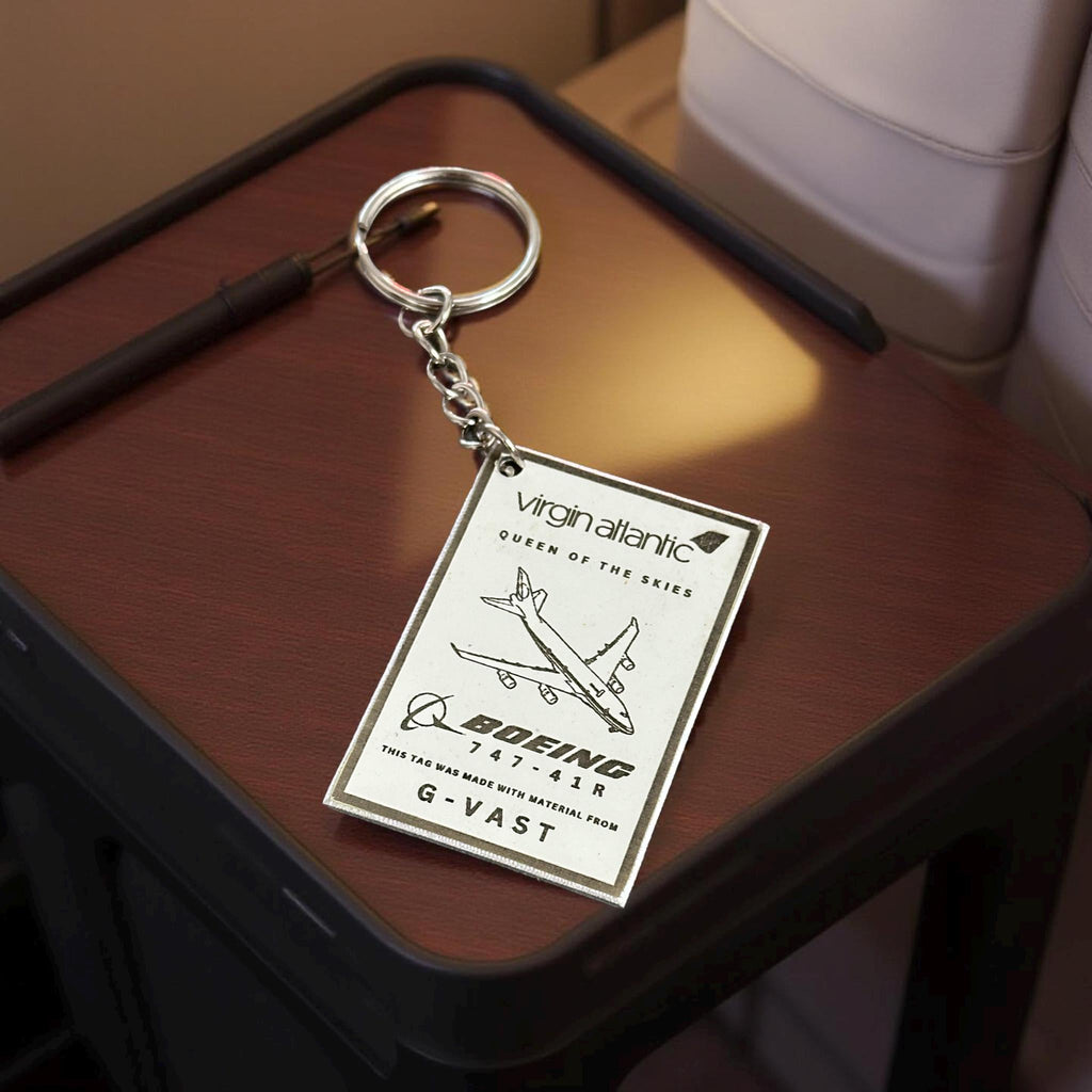 Virgin Atlantic Boeing 747 G-VAST Fuselage Cut Luggage Tag Keychain Keyring Plaque  Collectible Airbus memorabilia Pilot  engraved