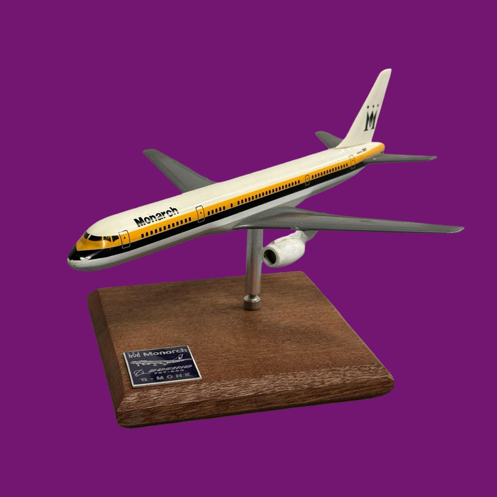 Monarch Airways Boeing 757 G-MONK  Fuselage skin cut model oak mounted Collectible Airbus memorabilia Pilot gift engraved Desk ornament gift