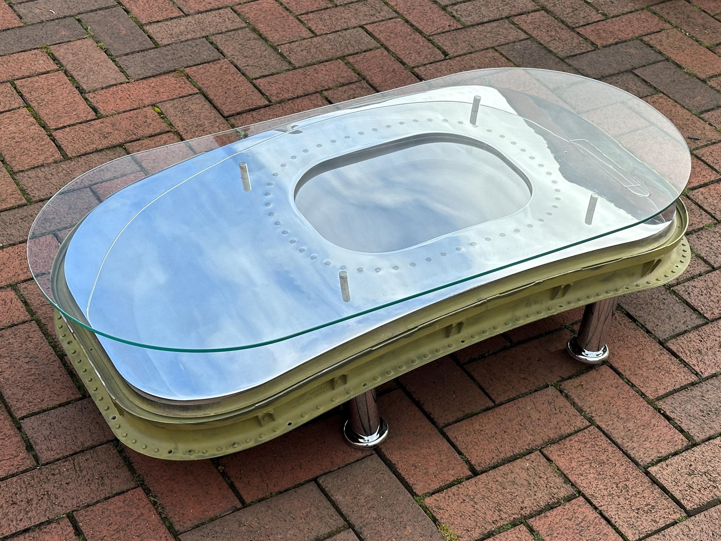 Boeing 717 MD95 Emergency Overwing Exit Door Turkmenistan Airlines Ez-A106 Coffee Table gift Airline Aviation Upcycle mirror Plane Aviator