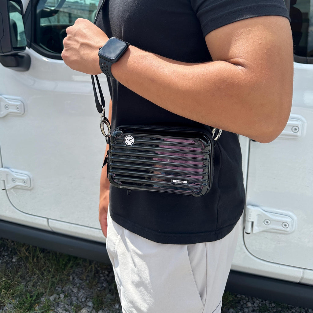 Rimowa x Lufthansa Upcycled Amenity Kit Case Side Bag Satchel Messenger Document Luxury Designer Authentic Genuine Airplane Pilot A346 747