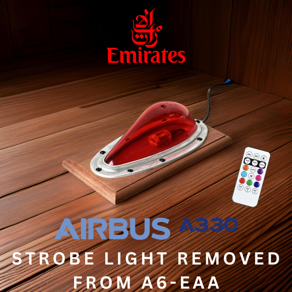 Emirates A6-EAA Airbus A330 Strobe Light Lamp Upcycled Table Lamp USB-Powered Aviation Decor Aircraft Collectible Unique Aviation Gift AV