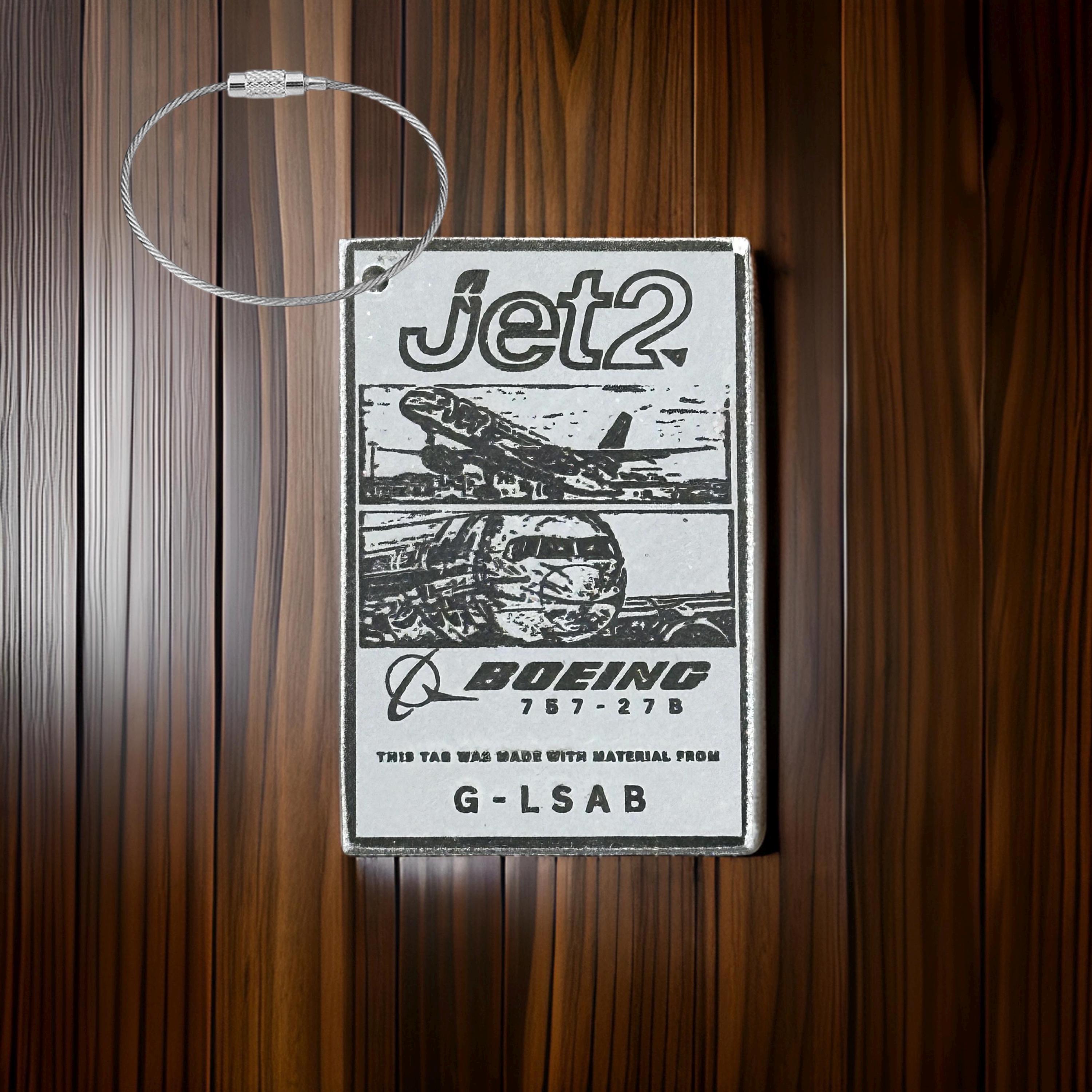Jet2 Airways Window Fuselage Cut G-LSAB Boeing 757 Engraved Keychain Key Ring Keyring B757 Retro aviation aviator pilot cabin crew holiday