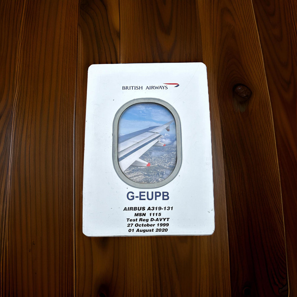 British Airways G-EUPB Airbus A319 Window fuselage Cut Wall Clock Airline Aviation Upcycle Boeing Gift Plane Aircraft Aviator Picture