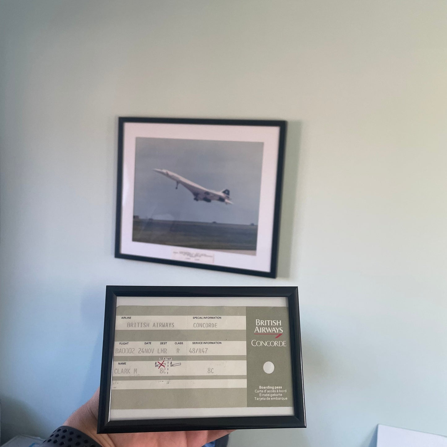 Framed BA Concorde Boarding Pass Collectible Rare Memorabilia Airbus Boeing British Airways